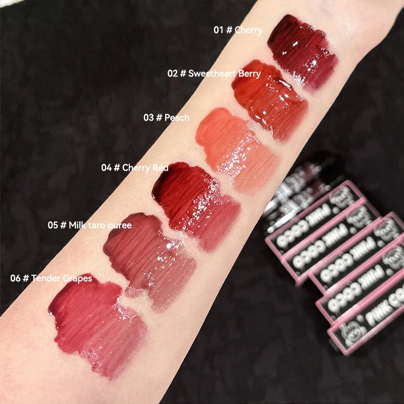 Pinkcoco Bear Doodle Mirror Lip Glaze Shiny Lip Gloss