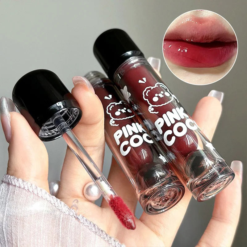 Pinkcoco Bear Doodle Mirror Lip Glaze Shiny Lip Gloss