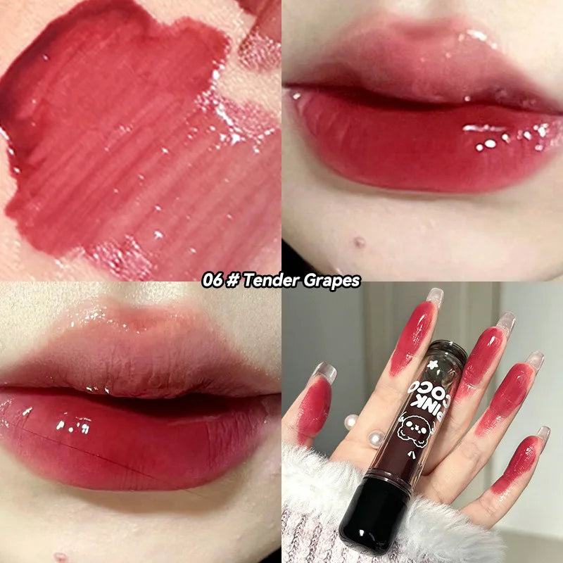 Pinkcoco Bear Doodle Mirror Lip Glaze Shiny Lip Gloss