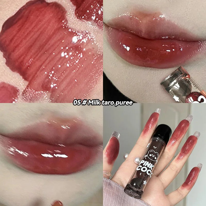 Pinkcoco Bear Doodle Mirror Lip Glaze Shiny Lip Gloss