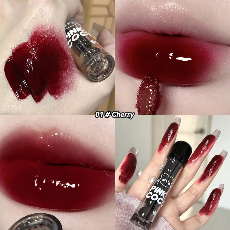 Pinkcoco Bear Doodle Mirror Lip Glaze Shiny Lip Gloss
