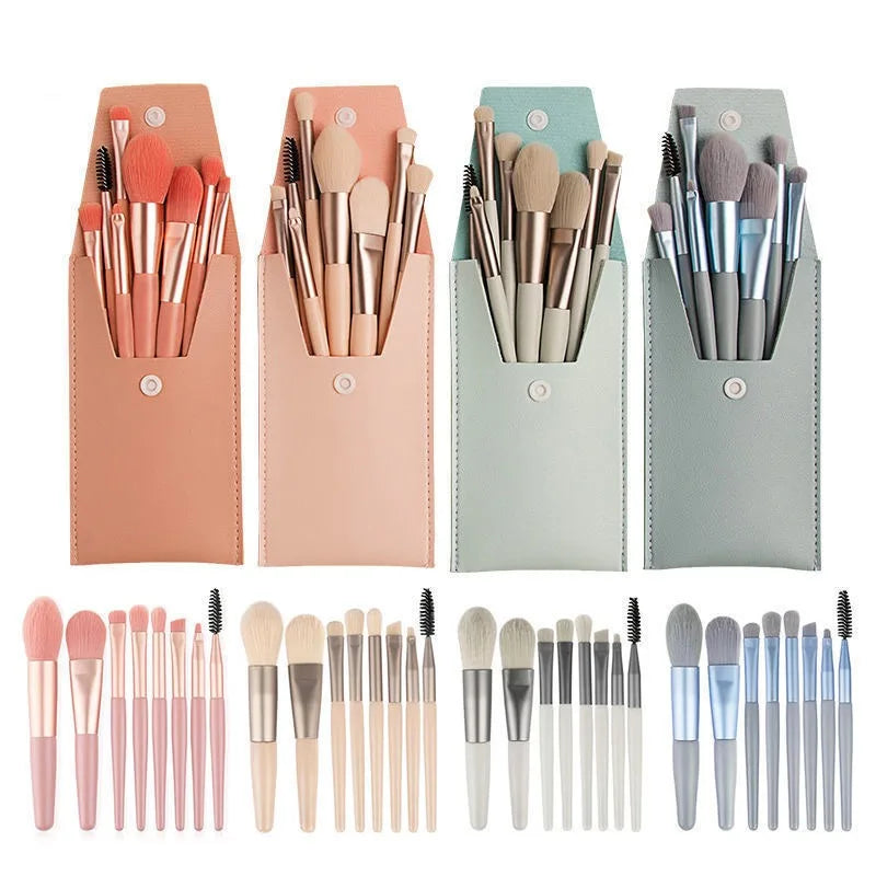 Portable 8Pcs Makeup Brush Set for Flawless Application