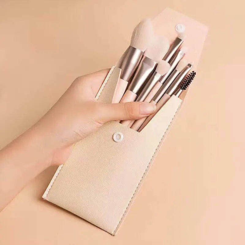 Portable 8Pcs Makeup Brush Set for Flawless Application