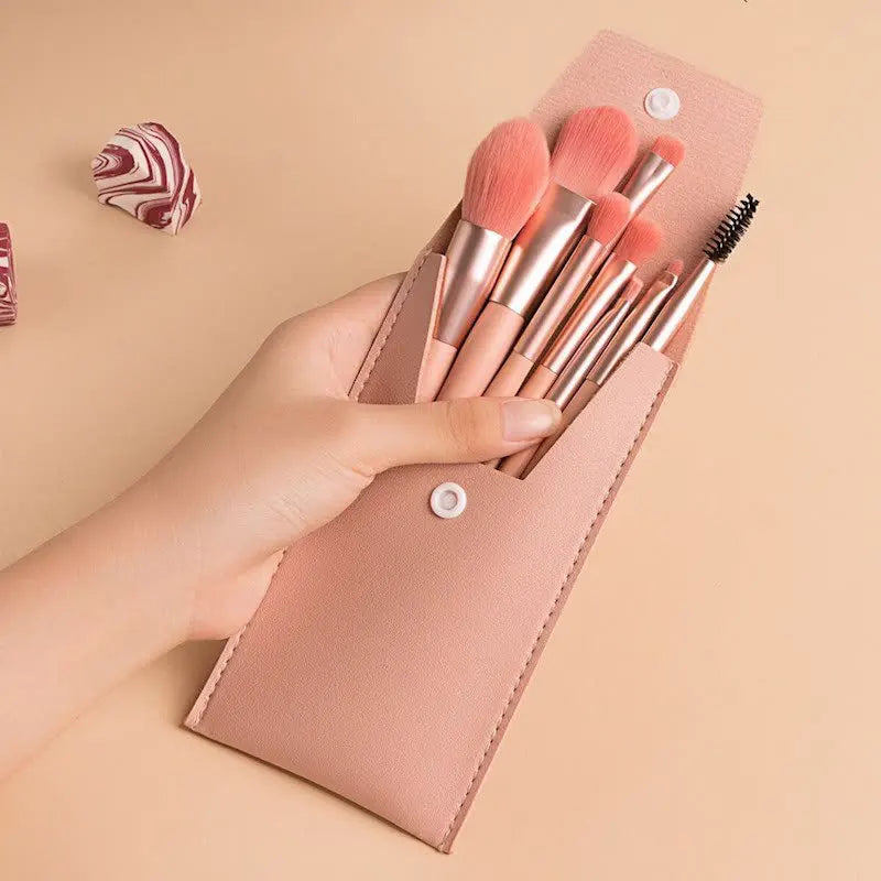 Portable 8Pcs Makeup Brush Set for Flawless Application