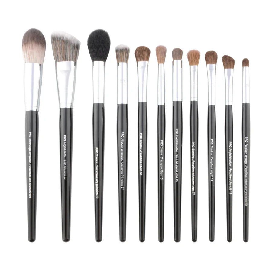 Pro Makeup Brushes with Black Handle