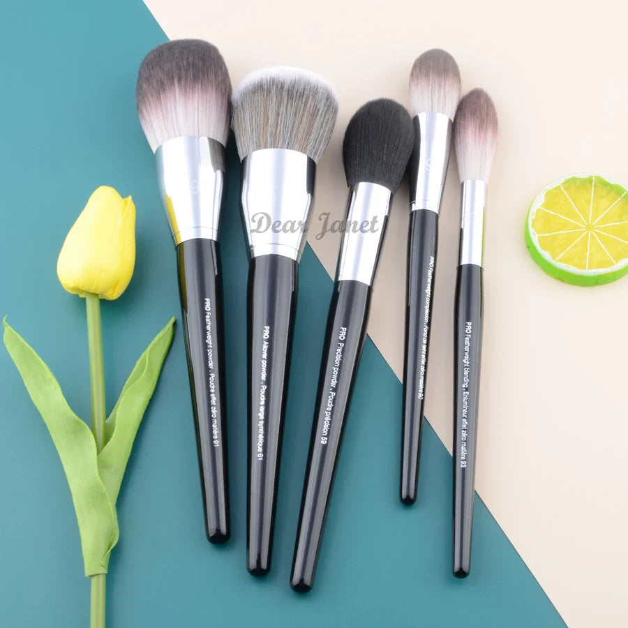 Pro Makeup Brushes with Black Handle
