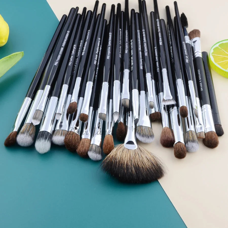 Pro Makeup Brushes with Black Handle