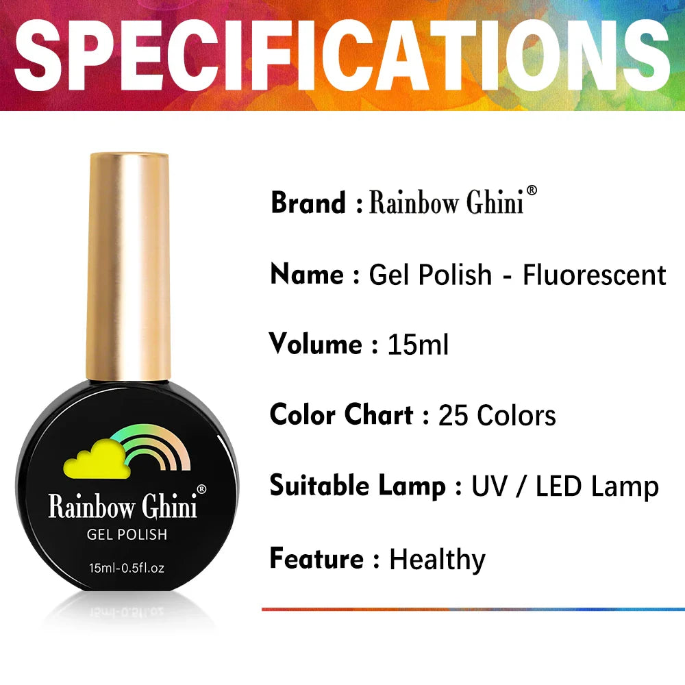 Rainbow Ghini 15ml Neon Gel Nail Polish