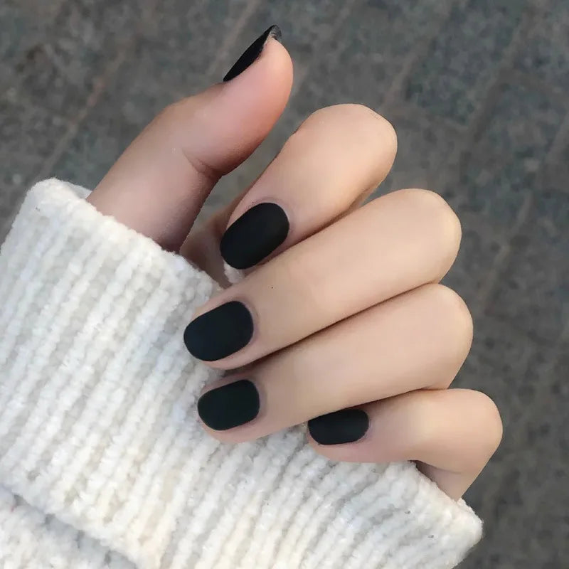 Gradient White Fake Nail Short Square Ballet Simple False Nails
