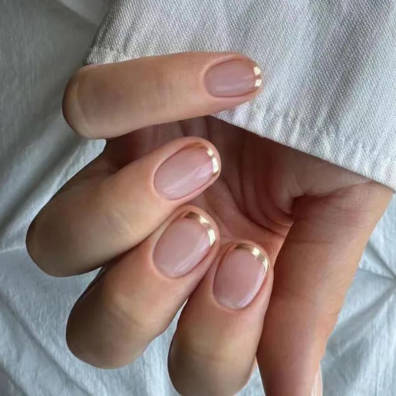 Gradient White Fake Nail Short Square Ballet Simple False Nails