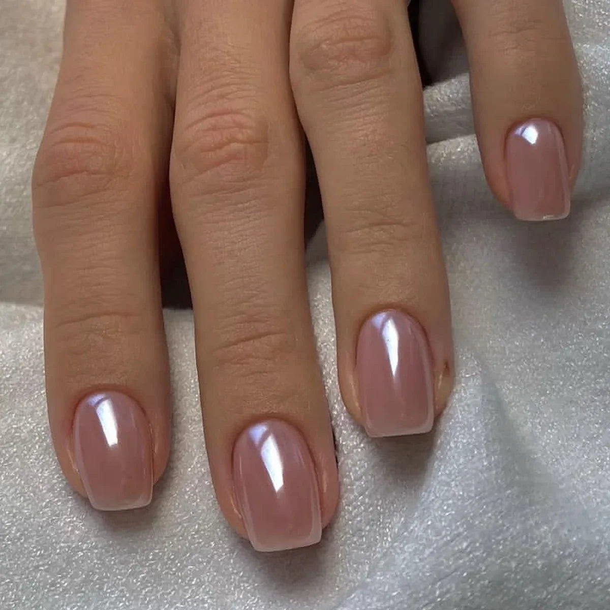 Gradient White Fake Nail Short Square Ballet Simple False Nails
