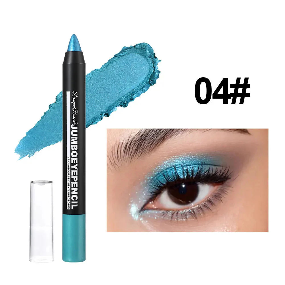 Smoky Dark Green Eyeshadow Pencil Stick Waterproof Pearlescent 12 Colors Metallic Glitter Eye Shadow Highlighter Pen Makeup Tool