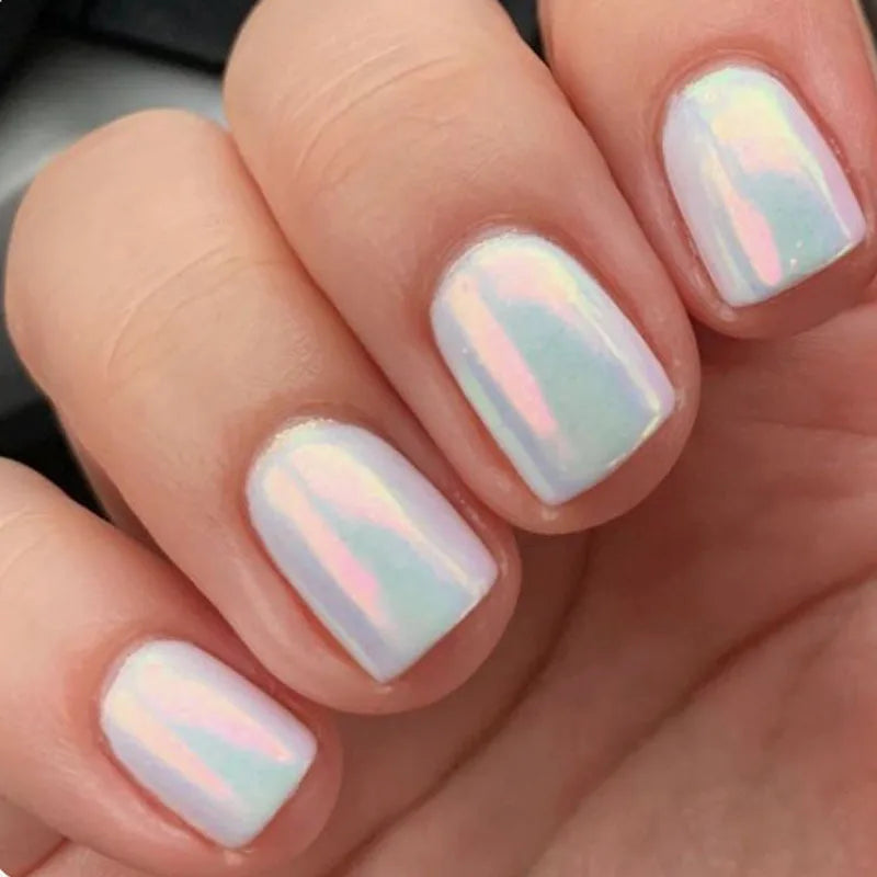 Gradient White Fake Nail Short Square Ballet Simple False Nails