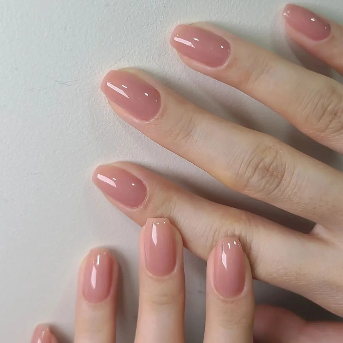 Gradient White Fake Nail Short Square Ballet Simple False Nails