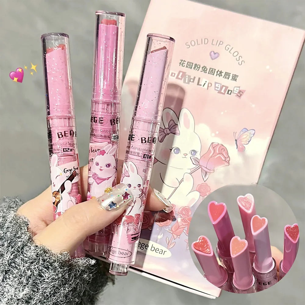 Solid Lip Gloss Gege Bear Garden Pink Rabbit Lip Balm Set