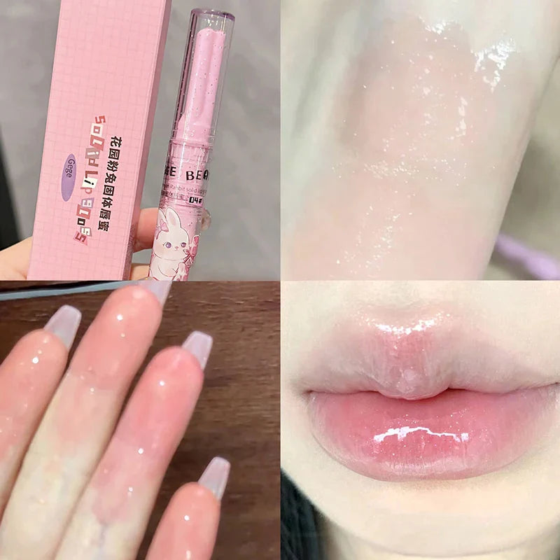 Solid Lip Gloss Gege Bear Garden Pink Rabbit Lip Balm Set
