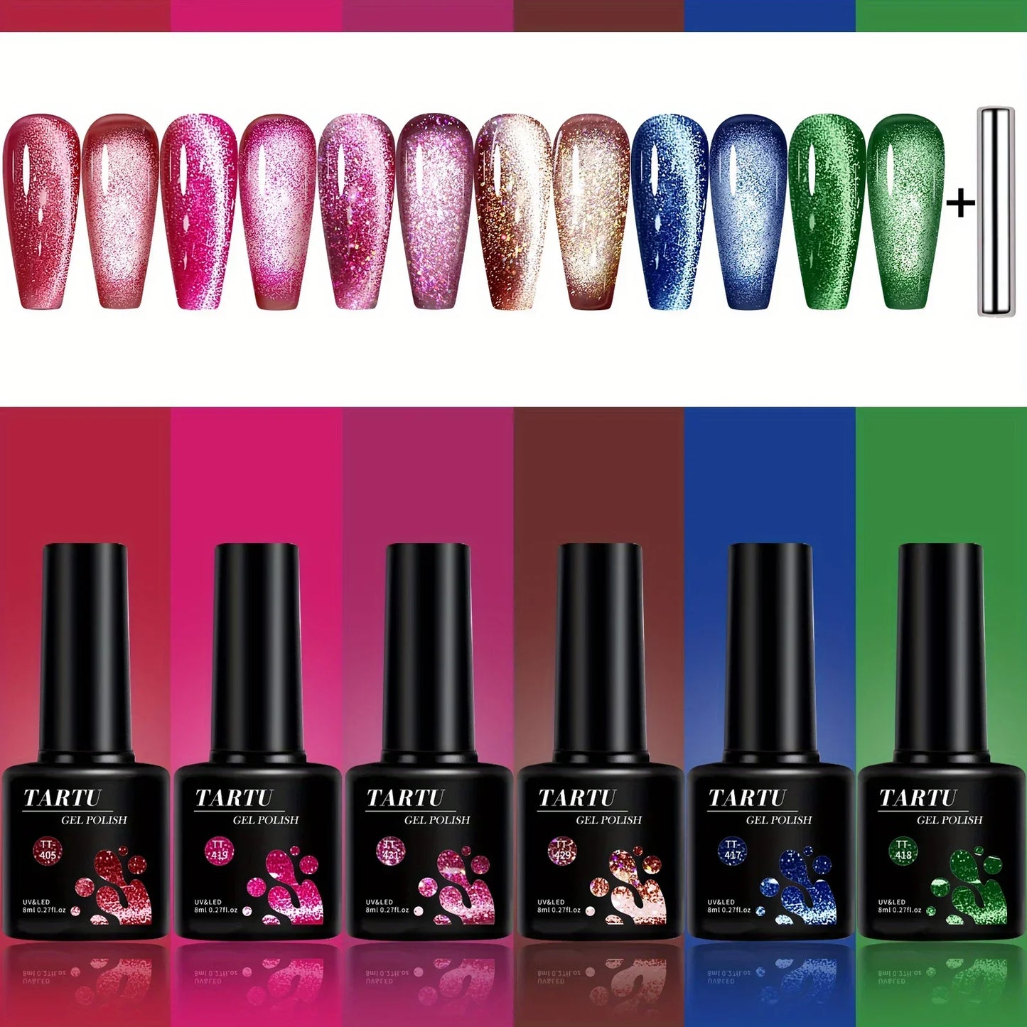 TARTU 6pcs Cat Eye Gel Nail Polish Set