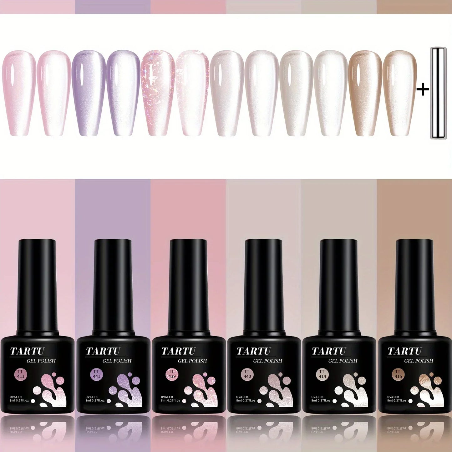 TARTU Cat Eye Gel Nail Polish Set 6 Colors 8ml