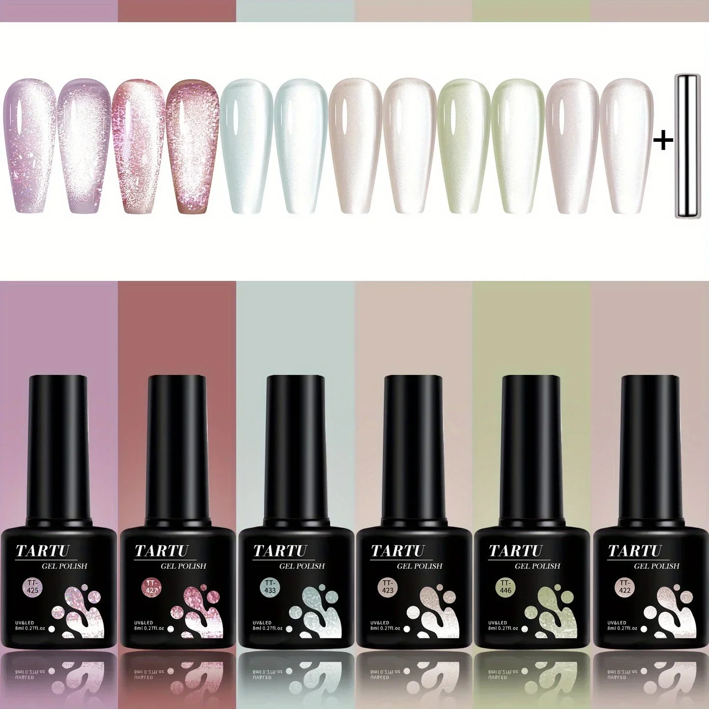 TARTU Cat Eye Gel Nail Polish Set 6 Colors 8ml