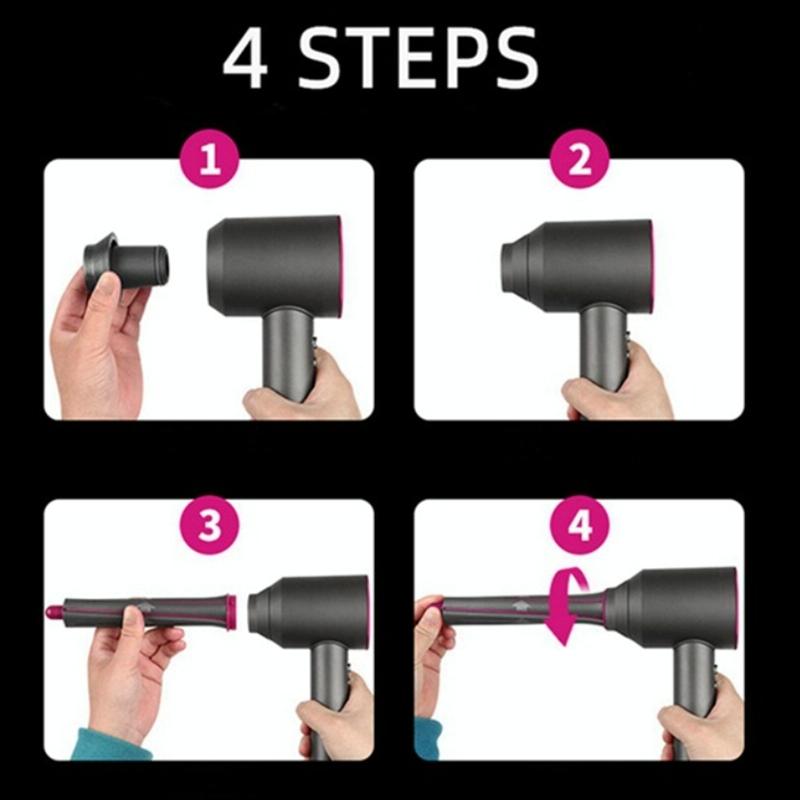 NNEIDS Long Barrel Pair & 2 Adapters For Dyson Hair Dryer - Curling Iron Accessories