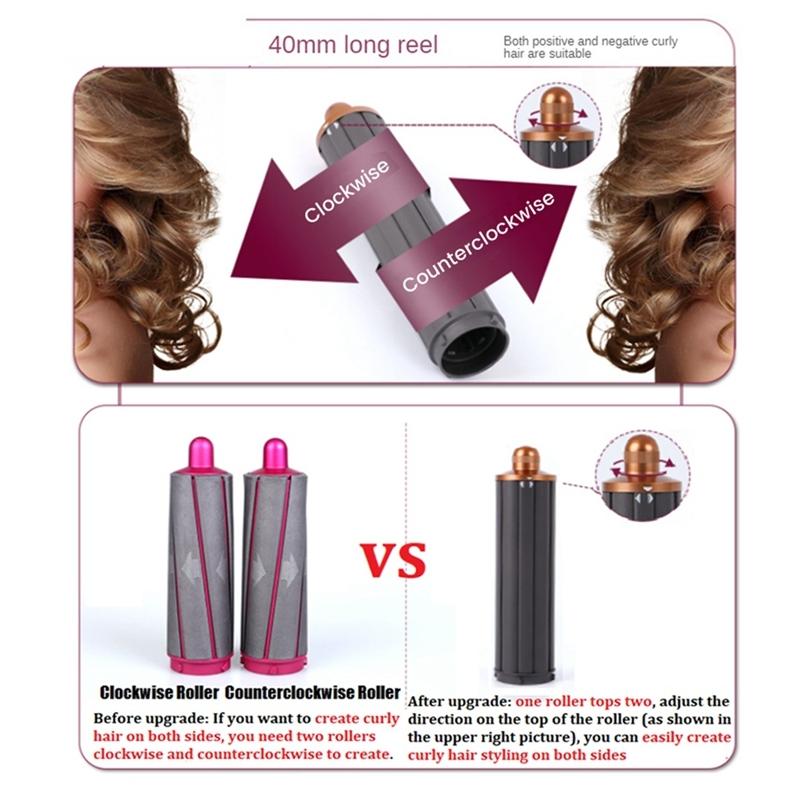 NNEIDS Long Barrel Curling Iron For Dyson Hair Dryer - 13.4Cm Upgraded Gold 40Mm
