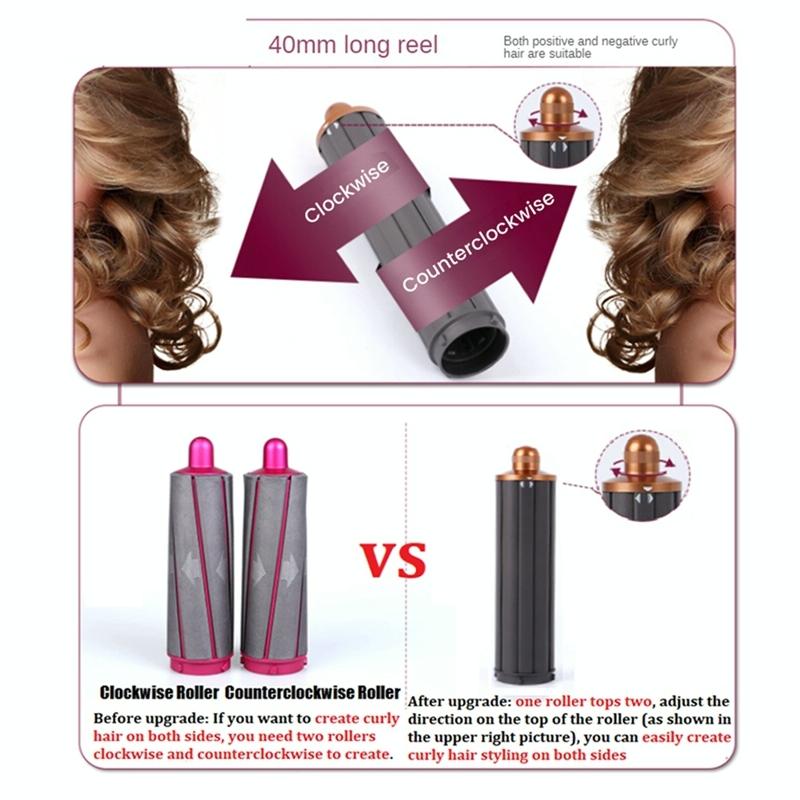 NNEIDS Long Barrel Curling Iron For Dyson Hair Dryer - 13.4Cm Upgraded - 40Mm Red