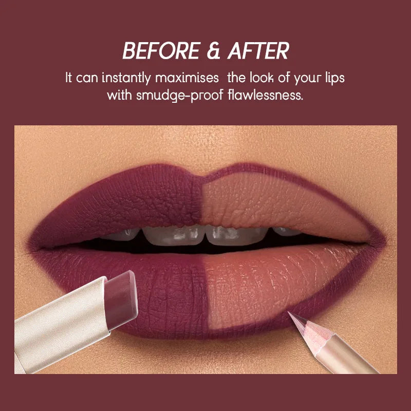 USHAS 12 Color Lip Liner Plus Lipstick Set Long Lasting Matte