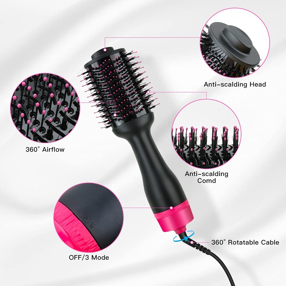 NNEDSZ -Step Hair Dryer Negative Ion Anti-Frizz Blowout for Drying,Straightening, Curling and Volumizer (AU Plug)