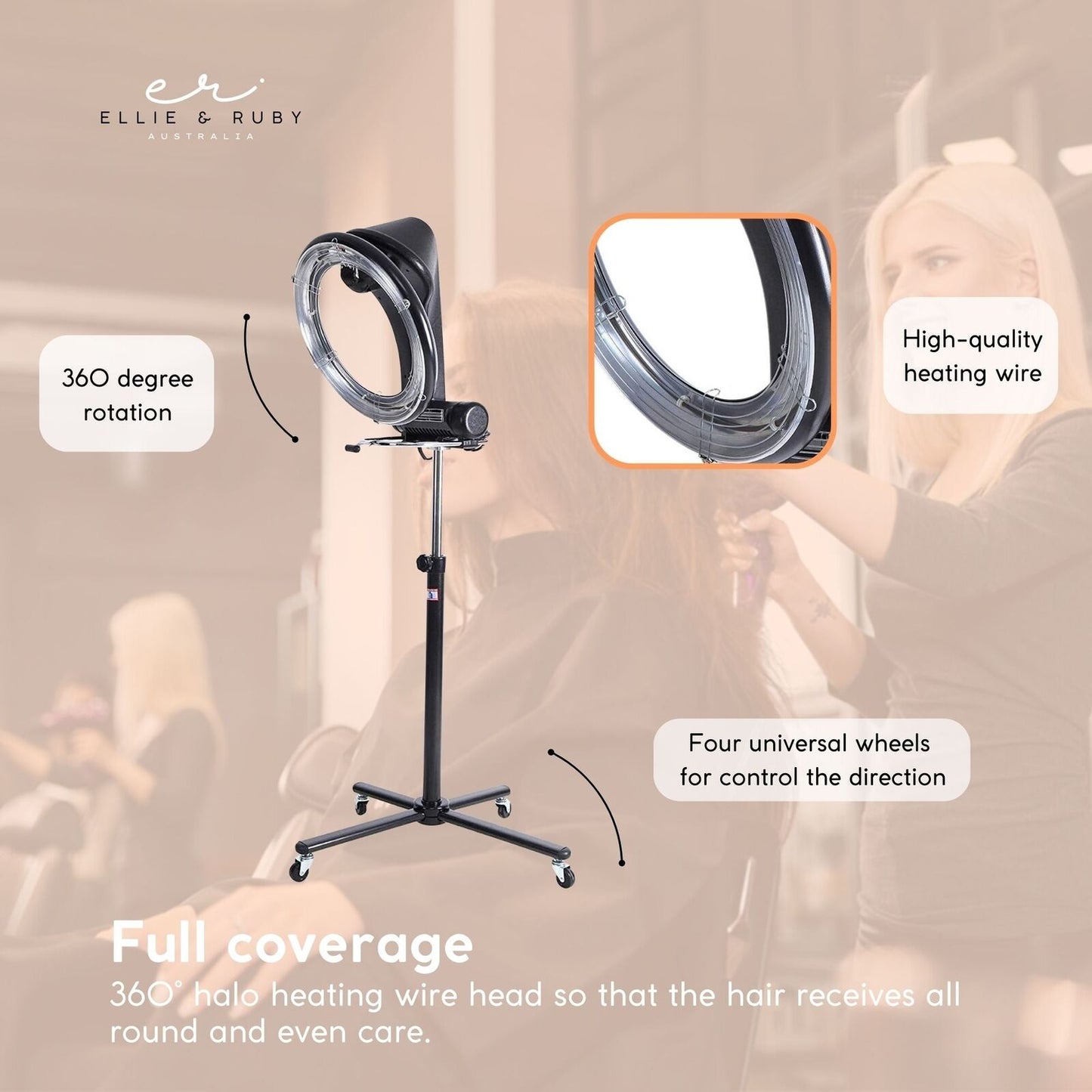 NNEDSZ New Standing Hair Dryer Accelerator Colour 360 Rotating Halo Rolling Salon Equipment