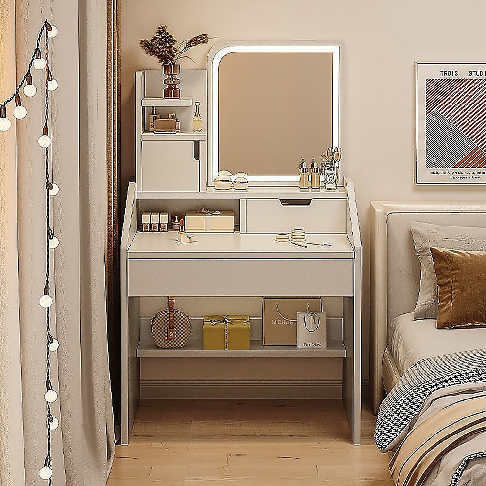 NNEDSZ Makeup Vanity Mirror Desk Table with LED Lighting