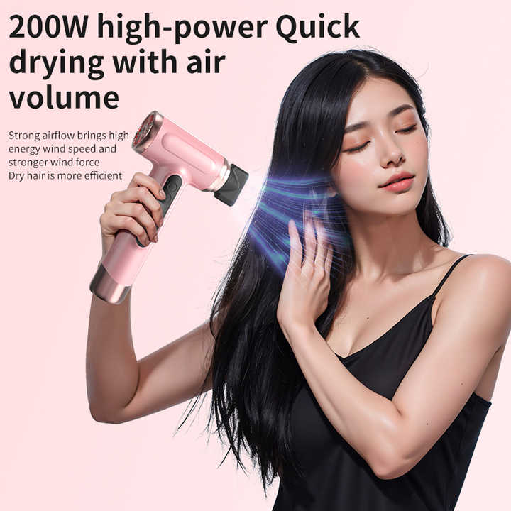 NNEDSZ White Wireless Hair Dryer with Cold & Hot Air, Portable Large-Capacity Rechargeable Ionic Dryer, Fast-Drying, Lightweight and Compact for Home and Travel