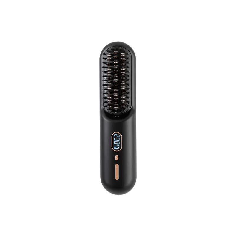 NNEDSZ Black Rechargeable Portable Ionic Hair Straightening Comb - USB Wireless Travel Hair Style
