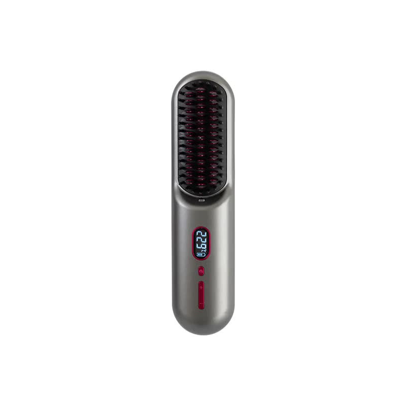 NNEDSZ Gray Rechargeable Portable Ionic Hair Straightening Comb - USB Wireless Travel Hair Style