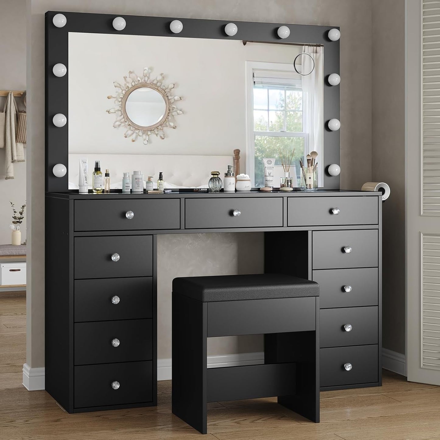 Makeup Vanity Desk With Hollywood Illumination Mirror