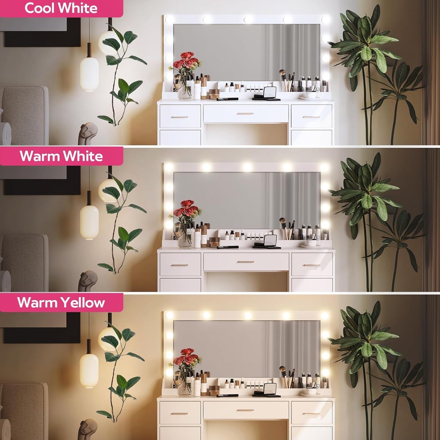 47.5 Inches Premium Cosmetic Vanity Desk With Mirror