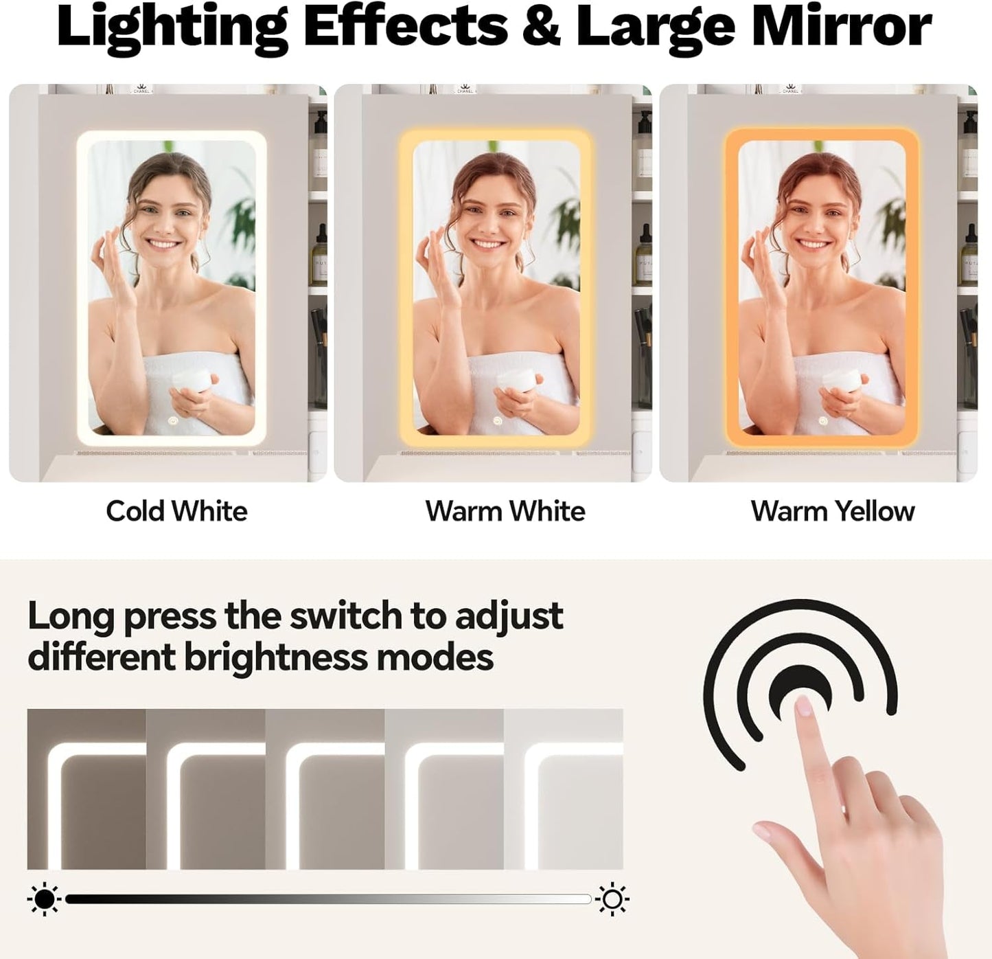 White Vanity Desk Featuring Illuminated Mirror Outlets