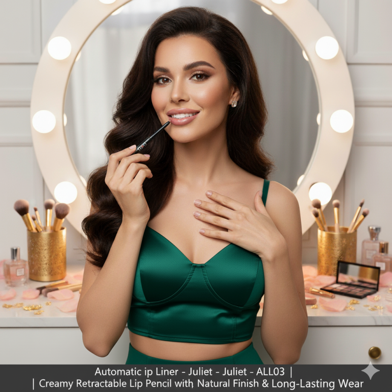 Automatic Lip Liner – Juliet – ALL03 | Creamy Retractable Lip Pencil with Shea Butter, Natural Finish & Long-Lasting Wear