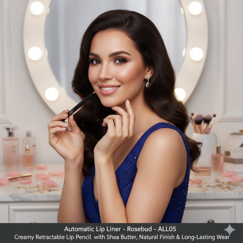 Automatic Lip Liner – Rosebud – ALL05 | Creamy Retractable Lip Pencil with Shea Butter, Natural Finish & Long-Lasting Wear