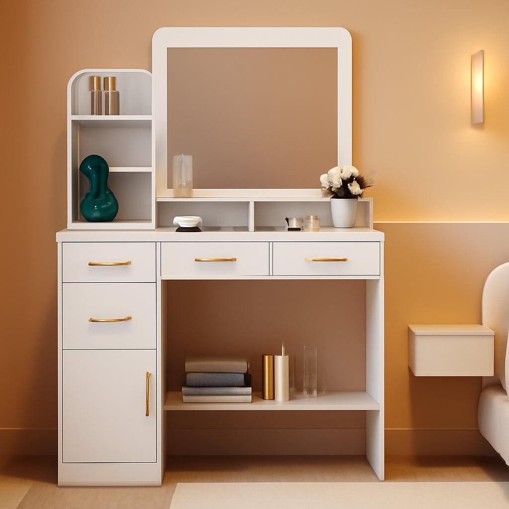 Contemporary White 40 Inch Makeup Vanity Desk Mirror