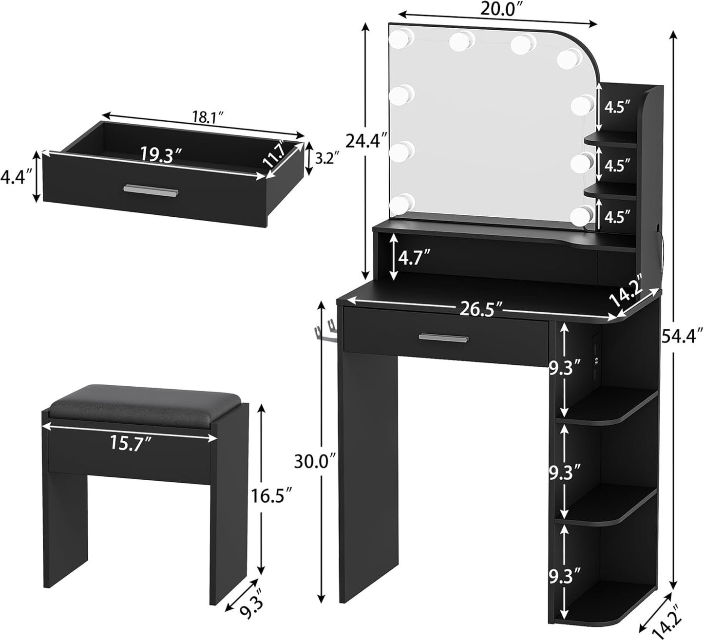 Makeup Vanity Desk With Adjustable Lighting Mirrors