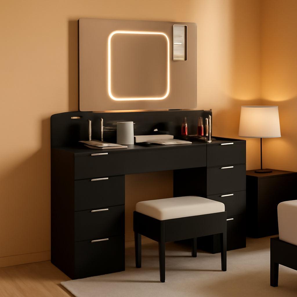 Oversized Vanity Table Illuminated Mirror With Drawers