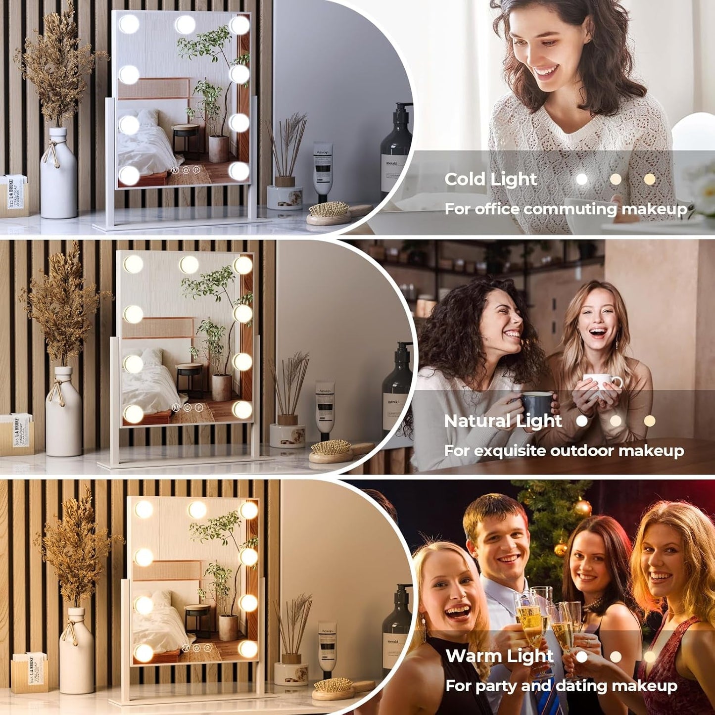 Vanity Makeup Mirror With Lights Dimmable 360Rotation