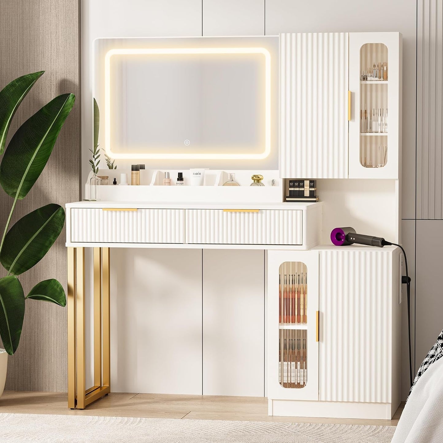 45-Inch Cosmetic Vanity Desk With LED Ambient Light