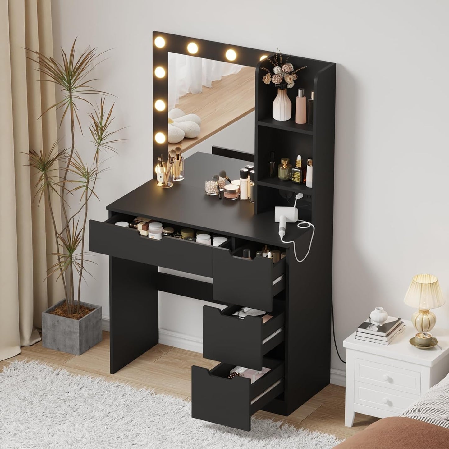 Premium Luxurious Illuminated Vanity Desk With USB Ports