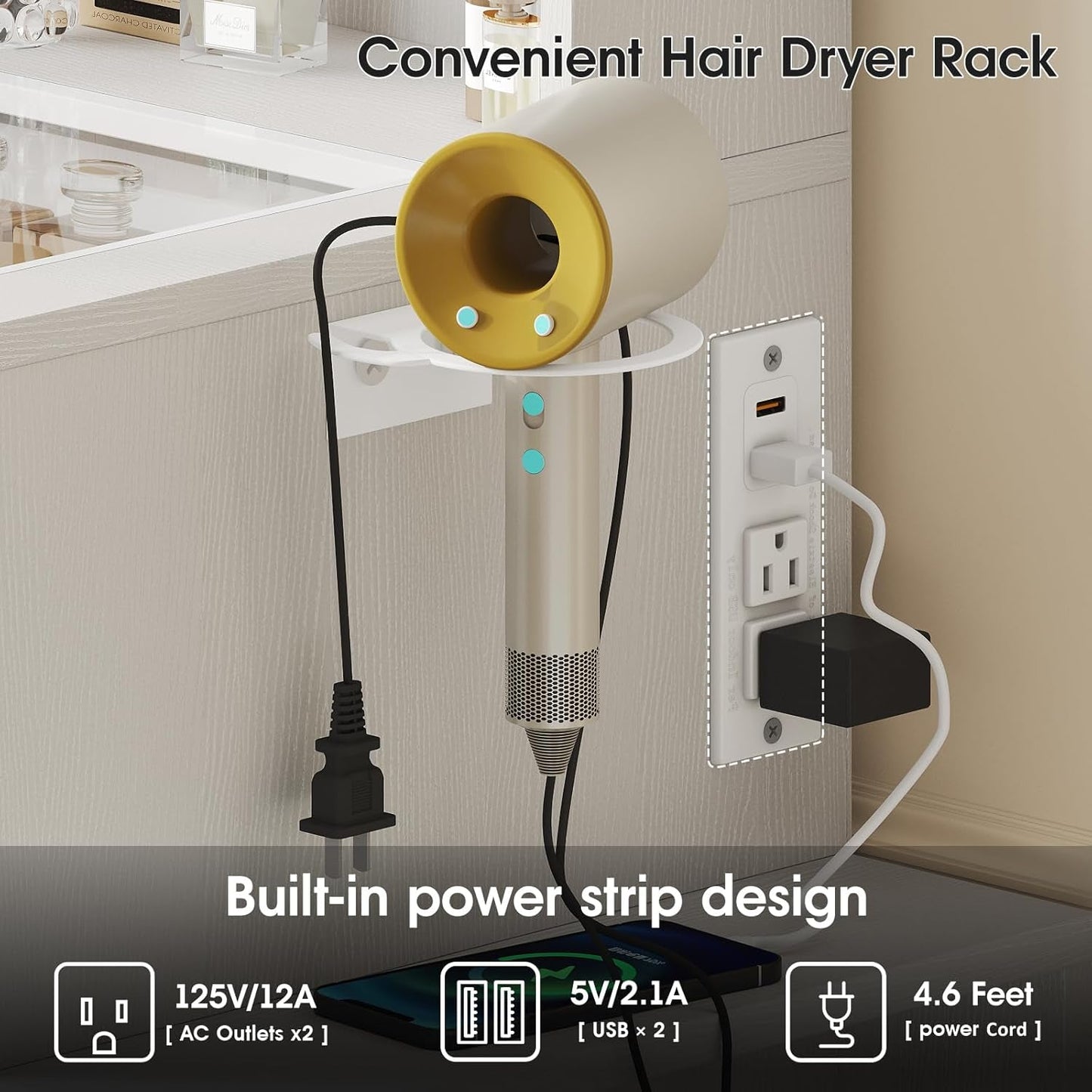 White Vanity Desk With Integrated Charging Station