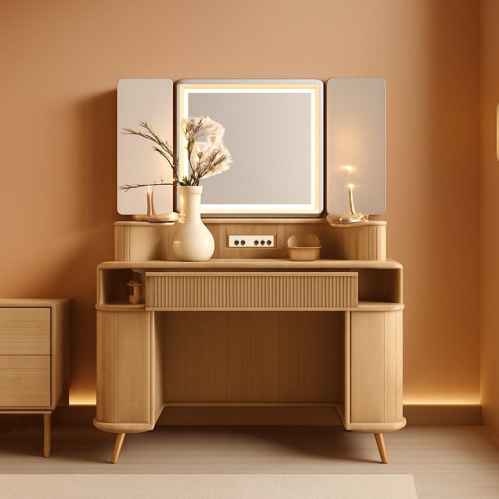48 Inches Intricately Fluted Makeup Vanity Desk Lights