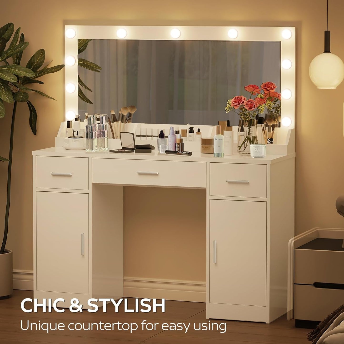 47.5 Inches Premium Cosmetic Vanity Desk With Mirror