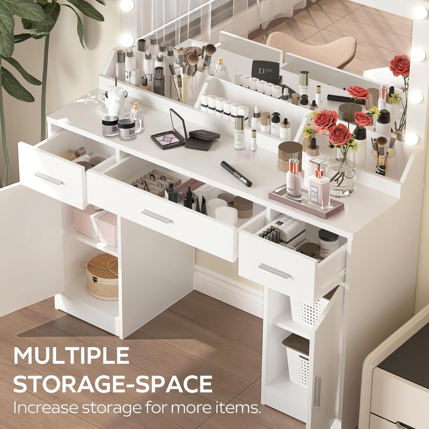 47.5 Inches Premium Cosmetic Vanity Desk With Mirror