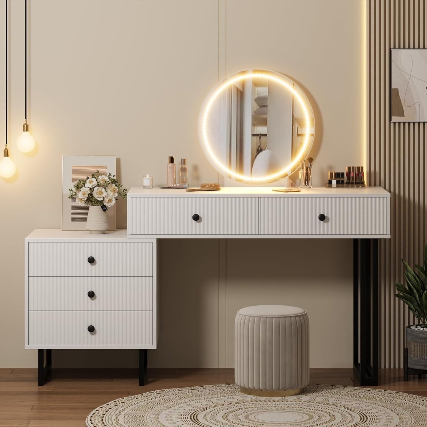 White Vanity Desk With Professionally Calibrated Lights
