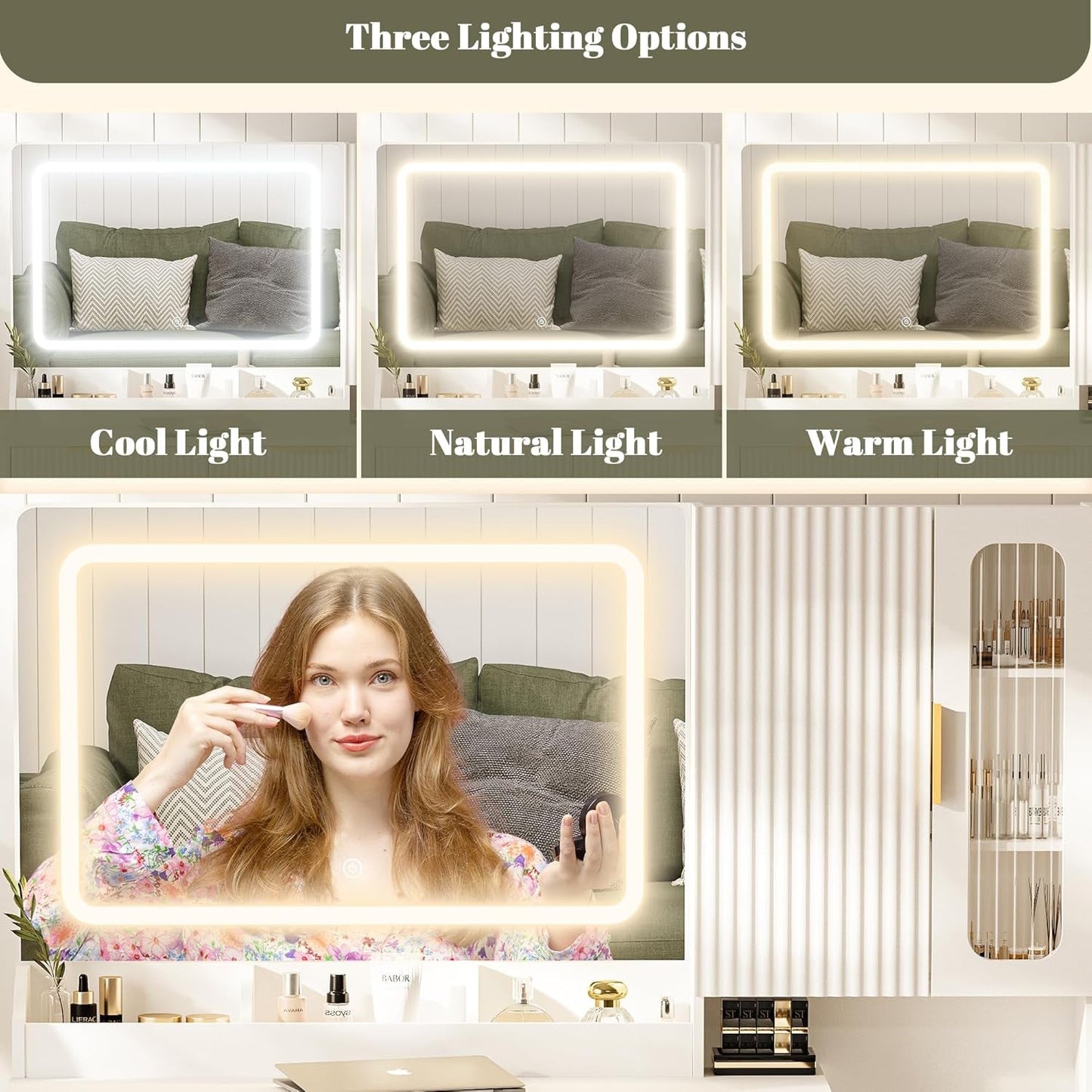 45-Inch Cosmetic Vanity Desk With LED Ambient Light